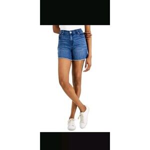Style & Co Womens Sz 14 Distressed Mid-Rise Frayed-Hem Shorts Medium Wash